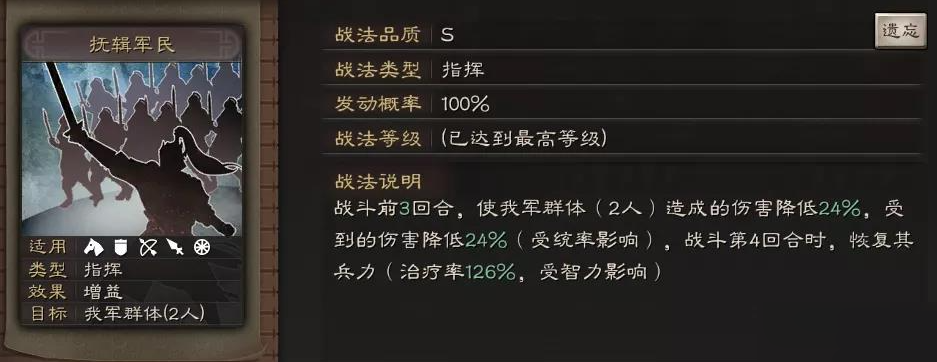 三国志战略版抚辑军民用什么代替