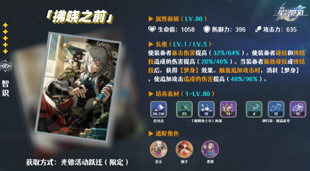 崩坏星穹铁道景元遗器配队光锥怎么选